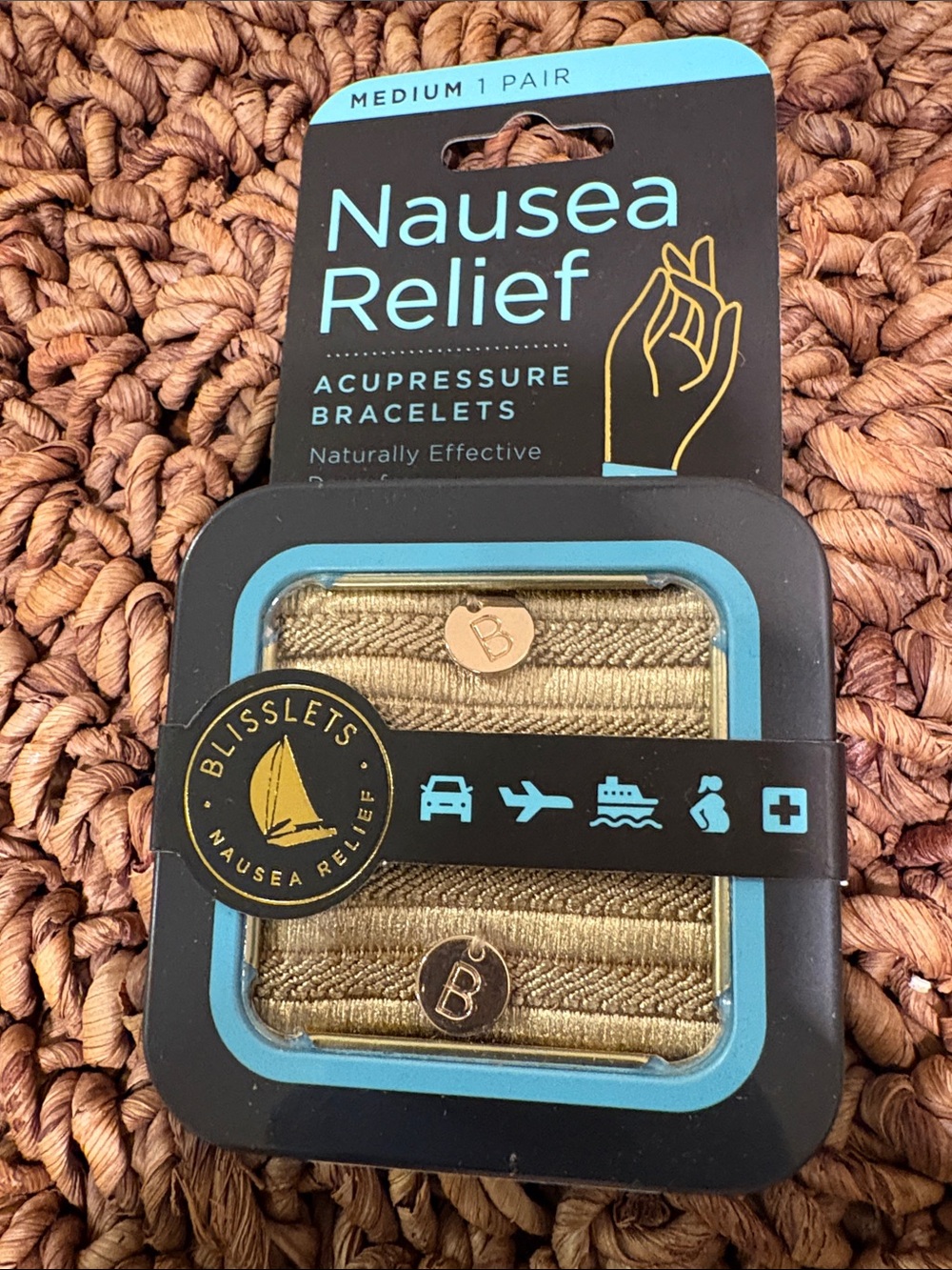 Bliss Gold Acupressure Nausea Relief Bracelets